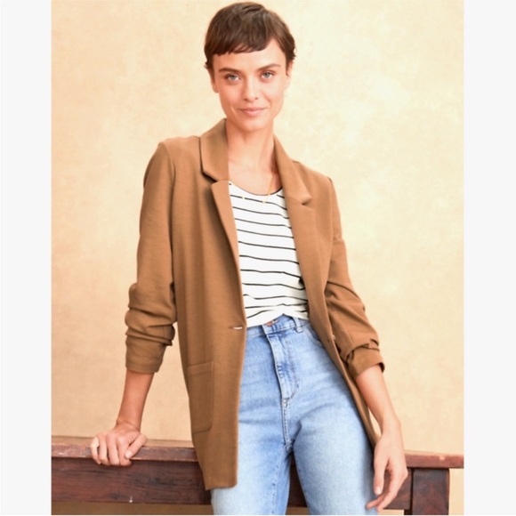 Garnet Hill Knit Relaxed Blazer Size 0 - Picture 1 of 10